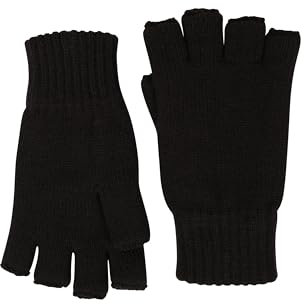 Mountain Warehouse Fingerless Knitted Gloves - Lightweight, Knitted Ski Gloves, Warm - For Autumn Winter & Outdoors Black One Size
