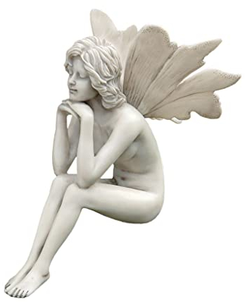 Design Toscano PD1546 Fate del Giardino Segreto, Statua Fata Meditabonda, off Bianco