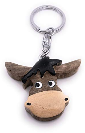 H-Customs Esel Kopf Pferd Holz Edel Handmade Schlüsselanhänger Anhänger