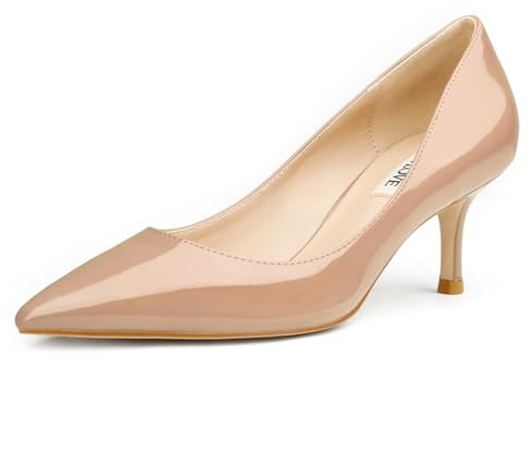 JOY IN LOVE Women's Shoes Low Heels Pointy Toe Kitten Heel Daily Pumps Nude 10 US