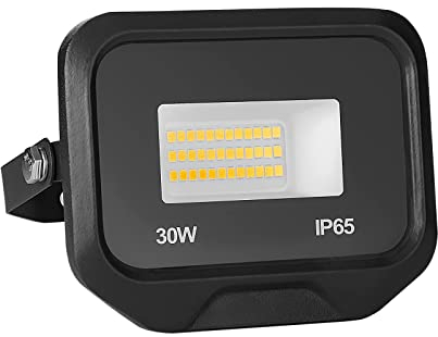 Royana Projecteur LED 30 W 3000 lm super lumineux 3000 K blanc chaud lumières de sécurité IP65 étanche pour cour, garage, entrepôt, parking, jardin et plus encore