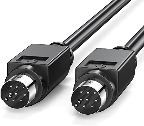 JUXINICE Mini DIN 8pin Male to Male Cable 6ft,Serial Cable,Premium Copper Wire PLC Touch Screen Cable for JVC Subwoofer Replacement - Home Theater Audio (Black)