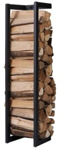 Lendo Online Étagère murale à bois de cheminée suspendue + sac de transport – Intérieur et extérieur – Étagère à bois de chauffage – Rangement en métal (25 x 25 x 100 cm)