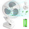 Oszillation Tischventilator 10000mAh Mini USB Ventilator Stufenloser Geschwindigkeit, Leise Clip Fan mit LED Licht, Tragbare Hängehaken Camping Klemmventilatoren 100 Stunden Wiederaufladbar, Ø 18 cm