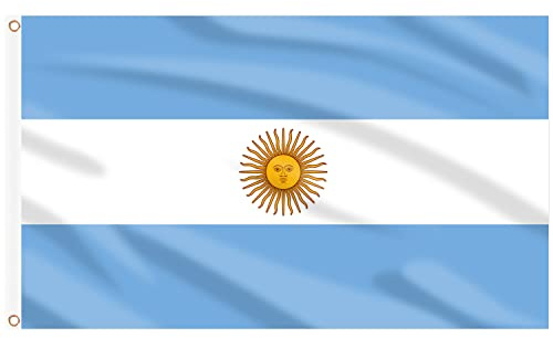 AhfuLife Bandera de Argentina 90cm x 150cm, 1 Pieza Bandera Argentinas con Agujeros de Latón en Ambos Lados, para Decoraciones de Fiestas, la Copa del Mundo, Fútbol, Día Nacional, Jardín, Calle