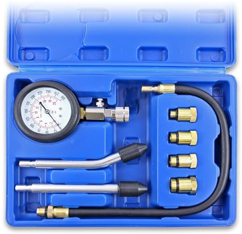 Kompressionstester für Benzinmotoren 8-tlg Kompressionsmessgerät 0 – 20 bar & 0-300 psi Druckverlusttester Diagnosegerät Benzin
