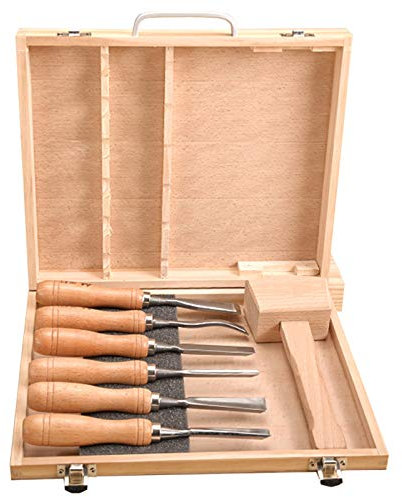 BomDog Scalpello, 7 Pezzi 45 Scalpelli a Mano Professionali per Intaglio Del Legno in Acciaio Set Scalpello per Legno Fai da Te Affilati Strumenti per Scolpire il Legno Ottimo per Principianti