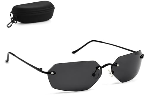 UINOFER Herren Sonnenbrille Polarisiert Schwarz, Matrix Agent Sonnenbrille Herren Polarisiert W/Smoke Lenses, Unisex Vintage Sonnenbrilles (A)