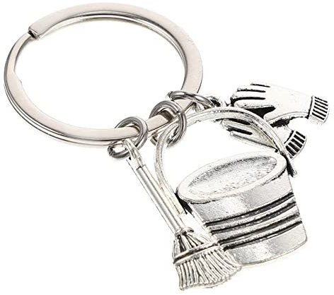 LALADEFIEE 2pièces Porte-clés Décoratif Forme De Balai Et Seau pour Personnel De Nettoyage Accessoire De Et Clé Unique pour Travailleurs De Ménage