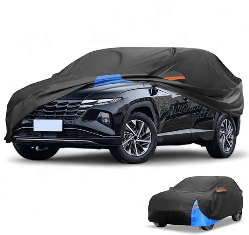 Partuto Copertura Impermeabile Tutte le Stagioni Esterno Antipioggia Anti-UV Protezione Completa per Hyundai Tucson 2004-2024 210D Oxford Cloth Nero Blu con Strisce Riflettenti