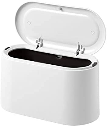 Xbsduih 1 cubo de basura de mesa con tapa, diseño compacto, mini cubo cosmético, cubo de basura de mesa de plástico