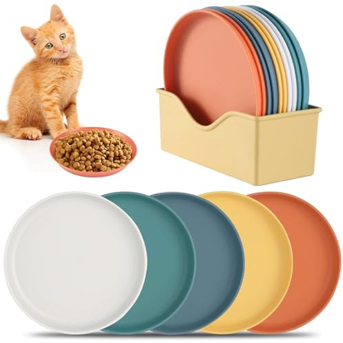 Set de Gamelle Chat, Bol Nourriture, Plates Peu Profondes, Plat Assiette Chat Régime, Écuelle Plateau Gamelle de Nourriture pour Intérieur,Plastique,Réutilisable,Taille Universelle