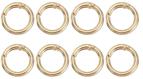 PATIKIL Anelli A Molla, 8Pezzi 1 Pollice Fermagli Metallici Tondi Portachiavi Fibbie A Scatto Per Portachiavi Borse Cinturini Guinzagli Per Cani DIY Artigianato, Oro Chiaro 25mm