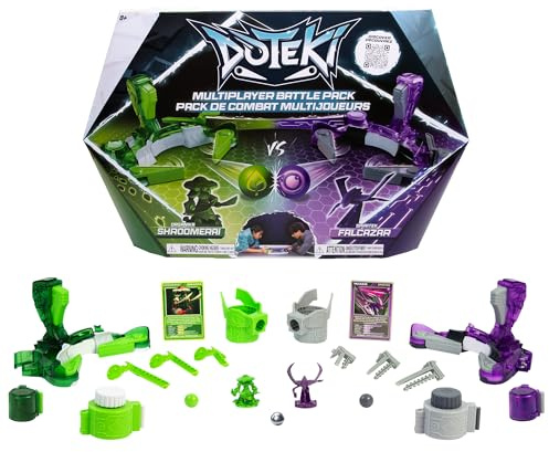 Doteki TOMY Multiplayer Battle Pack – Organika & Spiritek Champion Set, Dynamic Arena Game for 2+ Players, Customizable Battles, Compatible with All Packs, Ages 8+, Green, Blue