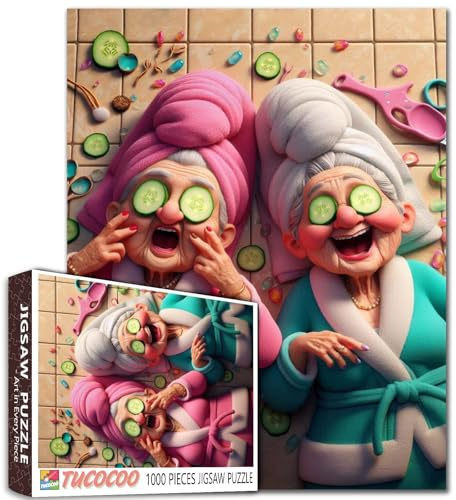 Old Woman Doing Maintenance Jigsaw Puzzles 1000 Piece for Adult Grandma Lady Love Beauty Puzzles Family Activity Perfect for Game Night Intellectual Decompressing Fun Family Game