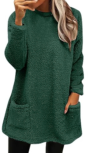 Manteau d'hiver pour Femme, Veste Ample en Laine, Pull à Manches Longues avec Poches Veste d'intérieur Femme