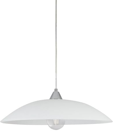 LEOLUX Alexander – Lampadario a Sospensione Moderno Ø50 cm – Design Minimal in Vetro – Attacco E27 LED – Bianco – Lampada da Soffitto per Cucina, Soggiorno e Tavolo da Pranzo