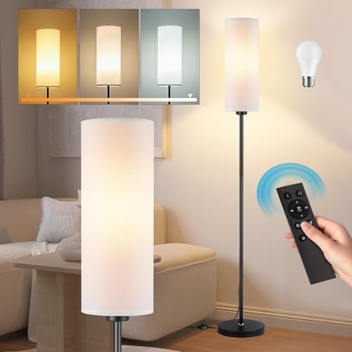 Seruno X Lampara de Pie con Control Remoto, 133cm Lámpara de Piso Moderna con Colores Cambiantes, Brillo sin Pasos, Lámpara de pie Regulable con Bombilla 9W para Salas de Estar, Dormitorios, Oficina