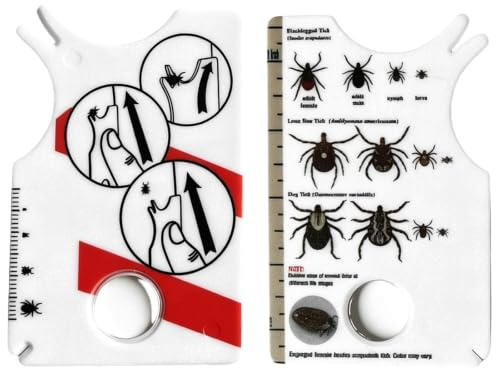 FQAKTB 2 Pièces Cartes à Tiques avec Loupe, Retrait Rapide et Doux des Tiques pour Humains Chiens Chats, Blanc Plastique Compact Réutilisable