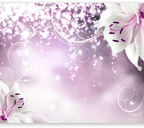 murando Fototapete Blumen 350x256 cm Vlies Tapeten Wandtapete XXL Moderne Wanddeko Design Wand Dekoration Wohnzimmer Schlafzimmer Büro Flur Lilien Lila Abstrakt Ornament Bokeh Blumen b-A-0012-a-c