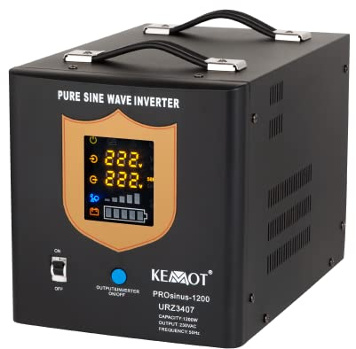 Alimentazione di emergenza KEMOT PROsinus-1200 URZ3407B inverter pura funzione di ricarica sinusoidale 12 V 230 V 2000 VA/1200 W, nero