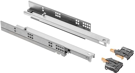 GTV - Unterflurführungen 1 Paar Schubladenauszüge mit Soft Close System - Schubladenschienen Selbsteinzug - Modern Slide mit Dämpfung, Vollauszug, 250 mm, Belastbar bis 35 Kg