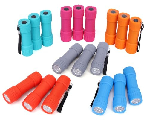FASTPRO 18-Pack, 9-LED Mini Flashlight Set, AAA Batteries are Included and Pre-Installed, Perfect for Class Teaching, Camping, Wedding Favor