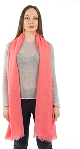 Dalle Piane Cashmere Pashmina Dam 100% Kashmir, Made in Italy, Sjal Omslagsduk, 70x200 cm, Korall