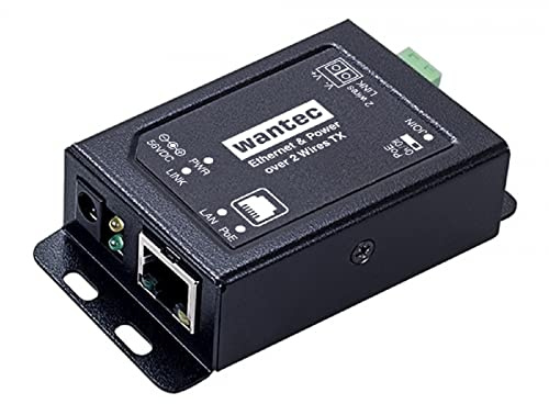 Wantec 2wIP 2-Draht Ethernet Adapter mit PoE - Schraubklemmen - Client | Kameraseite | Empfänger - 1-Port, 5722