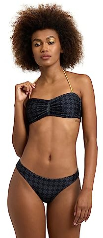 ARENA 50th Anniversary Women's Bandeau Bikini Costume a Due Pezzi, Nero, Oro, (Black/Multi Gold), S Donna
