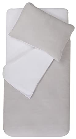 Domiva – Juego de edredón de 75 x 120 + Funda de Almohada 35 x 45 cm, Perla/Blanco