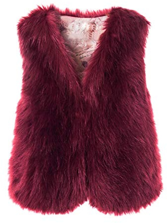 BOOMJIU Veste en Fausse Fourrure pour Femmes - Veste Courte en Fausse Fourrure - Manteau en Fausse Fourrure - Veste en Fausse Fourrure - Veste d'Hiver Sans Manches - Parka - Manteaux en Fausse