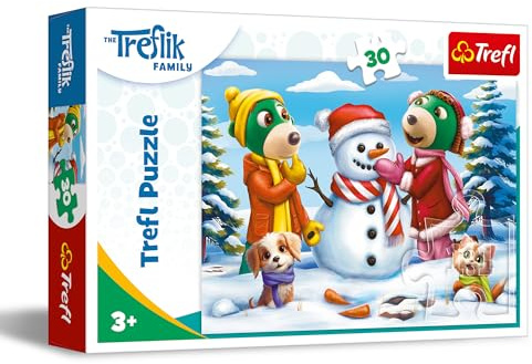 Trefl – The Treflik Family, Jeux d’Hiver des Treflik – Puzzles 30 pièces – Puzzles Colorés avec Les Personnages de Bande Dessinée, Divertissement Créatif, Loisir pour Les Enfants à partir de 3 Ans