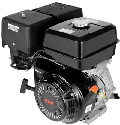 GCIUEMMH Benzinmotor 4 Takt - 15 PS 420CC Standmotor Kartmotor Antriebsmotor mit Ø25mm Welle 1 Zylinder Go Kartmotor Luftgekühlt Austauschmotor Rüttelplatte Benzin Bootsmotor OHV mit Ölmangelsicherung