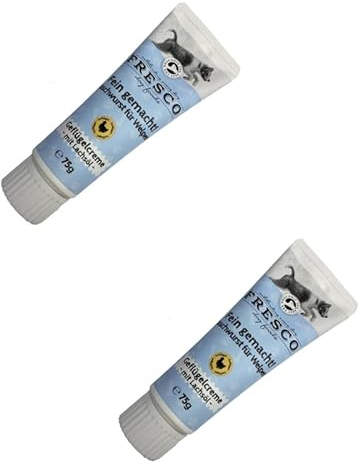 Fresco Fein Gemacht! Geflügelcreme mit Lachsöl | Doppelpack | 2 x 75 g | Naschwurst für Welpen | Kann unterstützend Sein für den empfindlichen Welpenmagen | Kann eine optimale Ergänzung Sein