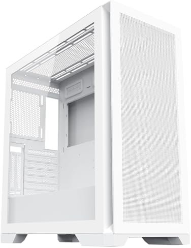 CiT Pro Creator XE Mid-Tower High-Airflow E-ATX PC Gaming Case With 1 x USB3.0 & 2 x USB2.0 Mesh Front Panel With Tempered Glass Side Panel and 3 x Dust Filters | White No Fans