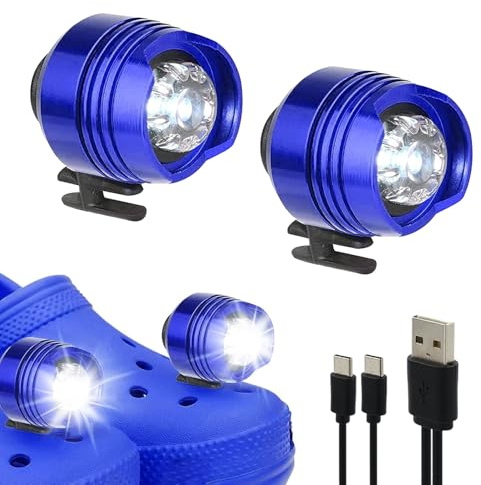 Rechargeable Headlights for Shoes, 2PCS Shoe Charm Light with 3 Light Modes