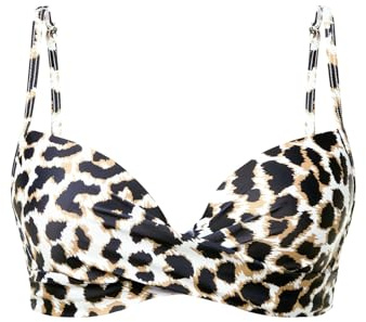 Aqua Eve Haut de bikini push-up avec armatures uniquement, soutien-gorge de bain rembourré, léopard, Taille M