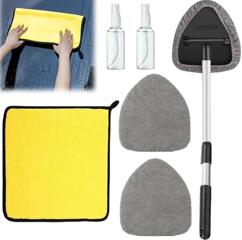 Limpiador de Parabrisas,7 piezas Cepillo Lavar Coche,Cepillo de Limpieza Extraíble Telescópico,Kit de Limpiaparabrisas Interior de Cristal,Limpiador Parabrisas Ventanas de Coche Cepillo Paño Lavable
