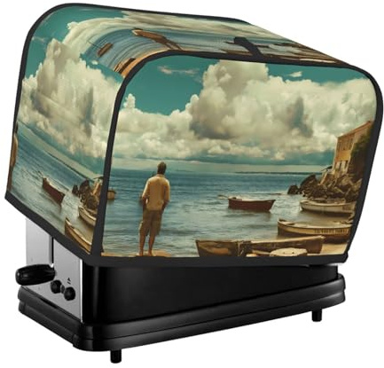 Copertura per tostapane a 2 fette, copertura per tostapane con tasche per piccoli elettrodomestici da cucina e protezione dalle impronte digitali, lavabile in lavatrice