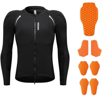 WOSAWE Veste de Protection pour Homme Respirante Chemise de Moto avec Coussins Blindés Amovibles (Noir avec Armure, M)