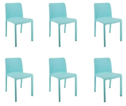 PEGANE Lot de 6 chaises de Jardin empilables en résine Coloris Bleu Azul - Longueur 48 x Profondeur 53 x Hauteur 80 cm