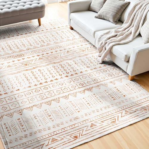 VEVOR Area Rug, 6 x 9 ft Large Washable Rug, Non-Slip and Tear-Resistant Soft Carpet, Pet & Child Friendly Modern Area Rugs, Indoor Mat for Bedroom, Office, Living Room, Kids Room, Entryway, Beige
