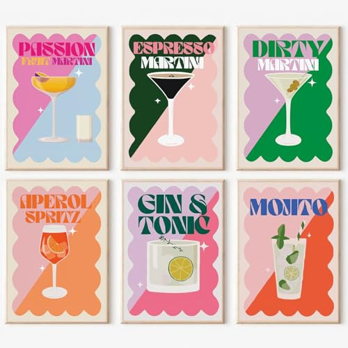 AG.AIIEU Malen nach Zahlen Erwachsene Cocktail, DIY Handgemalt Ölgemälde 6-teiliges set - Paint by Numbers Adult Mit - Pinseln und Acrylfarbe knitterfreie leinwand Kit