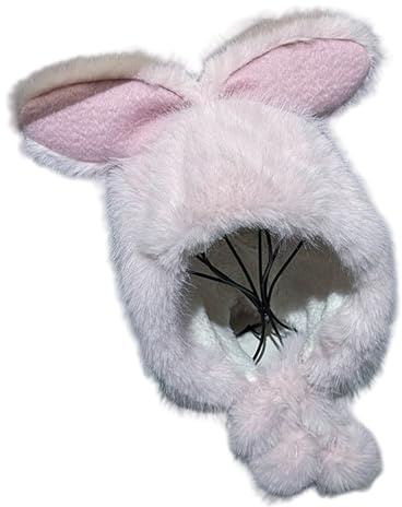 FANSHINUO Cappello con orecchie da coniglio divertente peluche unisex con patta a forma di animale morbido caldo per bambini adolescenti e adulti morbido cappello da coniglietto