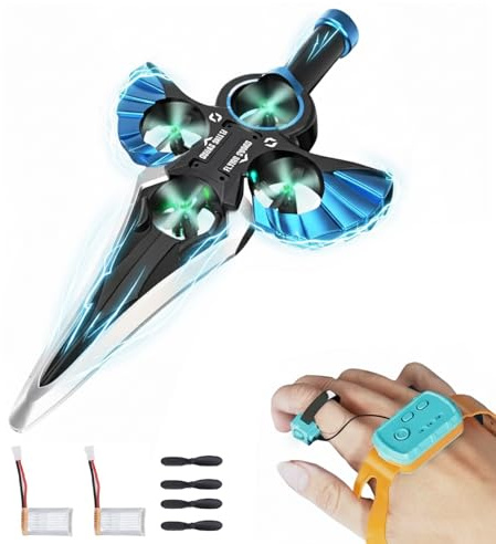 Elprico Épée Volante Télécommandée, Avion RC à Détection de Gestes avec Lumières LED, Planeur en Mousse Léger avec Vol Stable pour Enfants et Adultes (Blue)