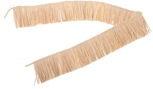 MERRYHAPY Frangia in Rafia Naturale Beige Fatta a Mano, Nastro con Nappine 10 Cm per Decorazioni Creative e Accessori per Scarpe e Borse Artigianali