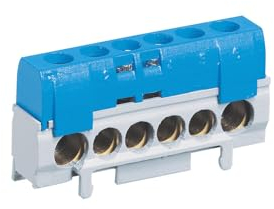 004815 Legrand Bornier de répartition neutre isolé - connexions 1x35mm² + 5x25mm² - Clipsable sur rail DIN