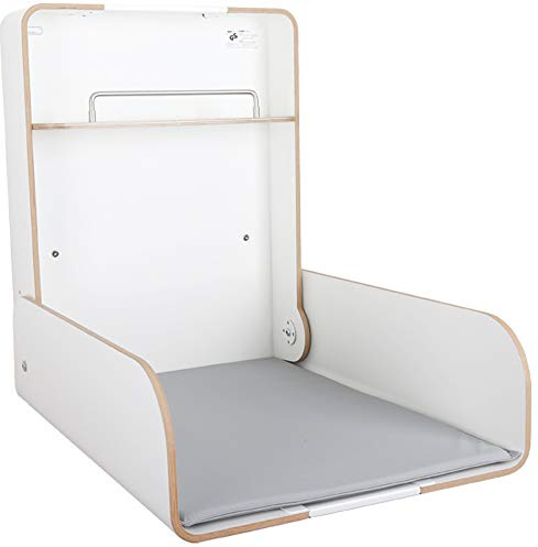 KEMMLIT Pamplona Table à langer Timkid Kawaform Midi pliable comme table à langer murale en bois moulé Blanc Avec matelas à langer