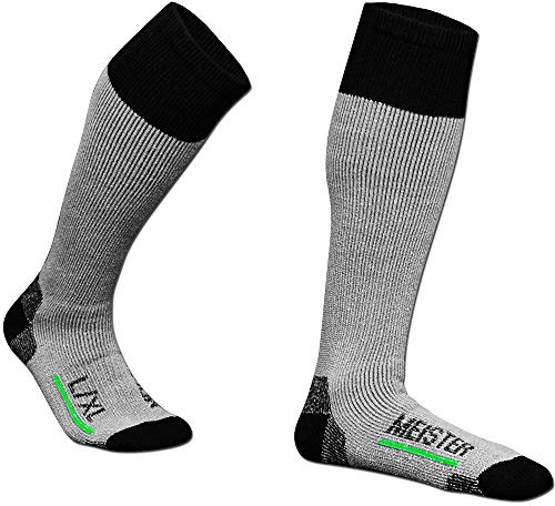 Meister Performance Wool Blend Over-The-Calf Socks - Warm, Dry & Comfortable - Heather Gray - Large/X-Large - 1 Pair